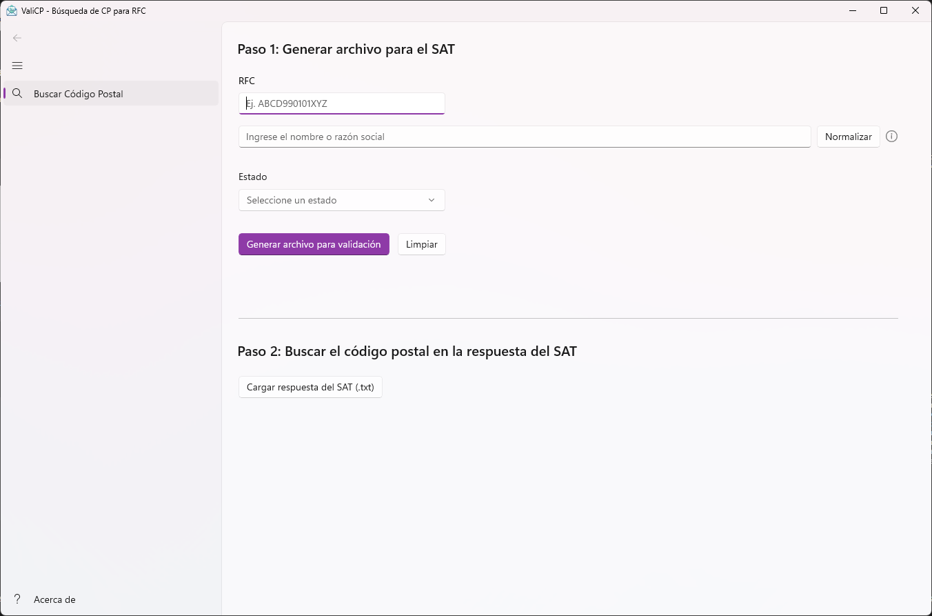 Interfaz de ValiCP 1